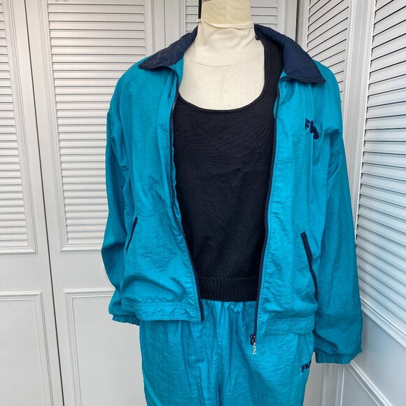 Fila Track Suit Women Sz. XL Turquoise with black accents - Picture 2 of 13